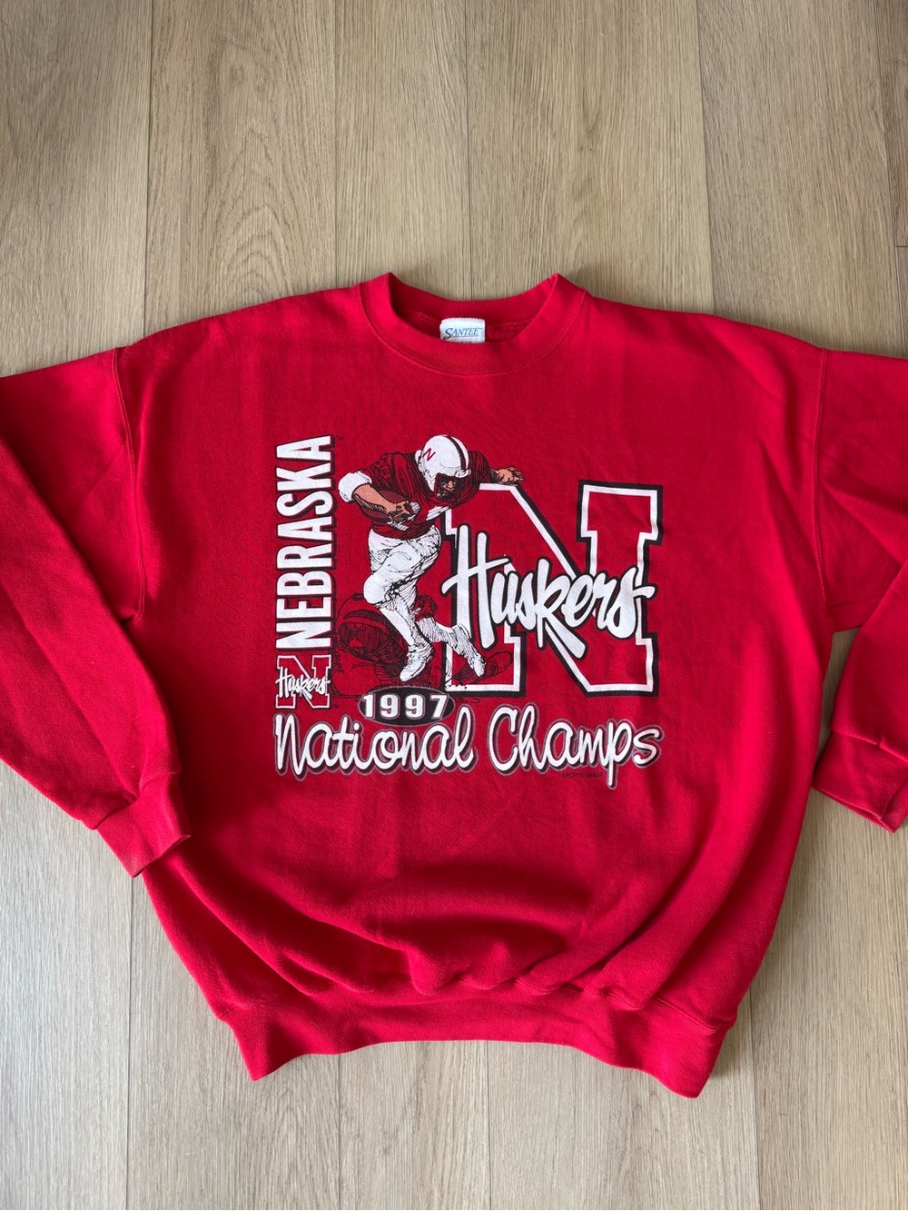 Nebraska Huskers Red Graphic Crewneck Sweatshirt